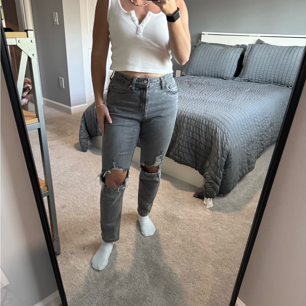 Wild Fable Gray Ripped Straight Leg Jeans